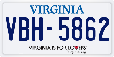 VA license plate VBH5862