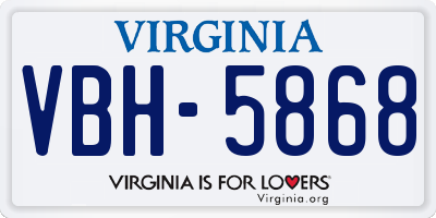 VA license plate VBH5868