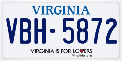 VA license plate VBH5872