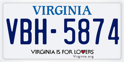 VA license plate VBH5874