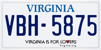 VA license plate VBH5875