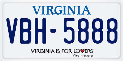 VA license plate VBH5888