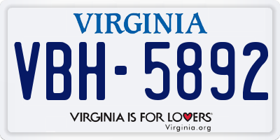 VA license plate VBH5892