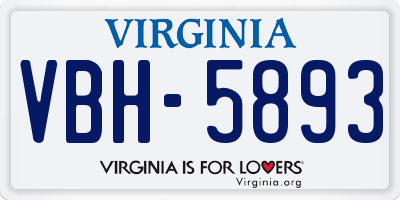 VA license plate VBH5893