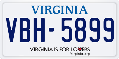 VA license plate VBH5899