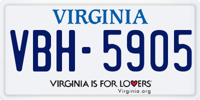 VA license plate VBH5905