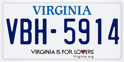 VA license plate VBH5914