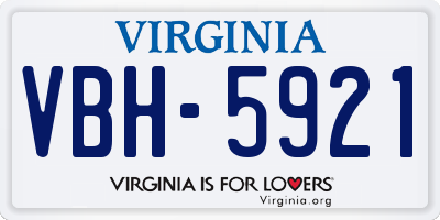 VA license plate VBH5921
