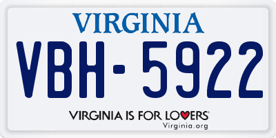 VA license plate VBH5922