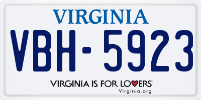 VA license plate VBH5923