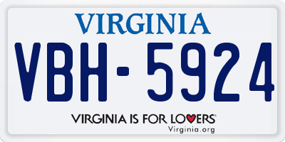 VA license plate VBH5924