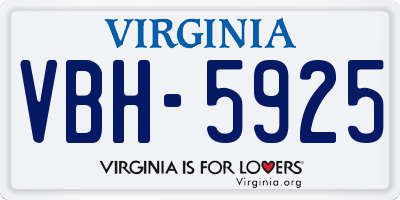 VA license plate VBH5925