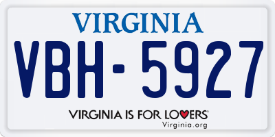 VA license plate VBH5927