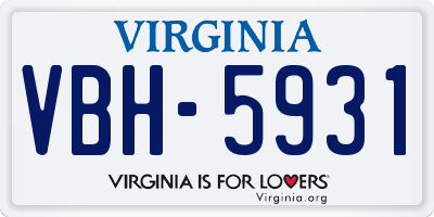VA license plate VBH5931