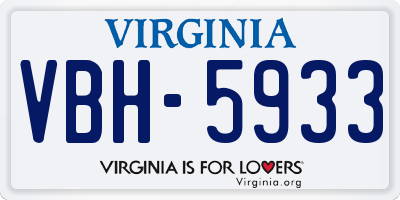 VA license plate VBH5933