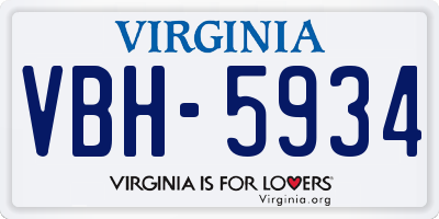 VA license plate VBH5934