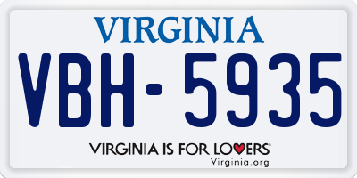 VA license plate VBH5935