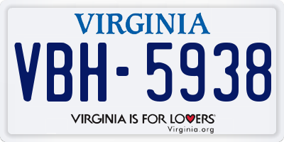 VA license plate VBH5938