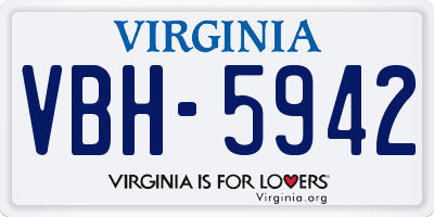 VA license plate VBH5942