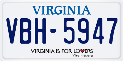 VA license plate VBH5947