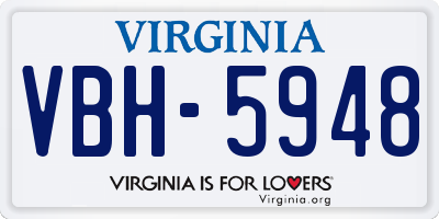 VA license plate VBH5948