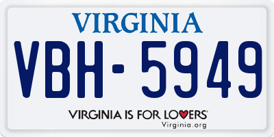VA license plate VBH5949