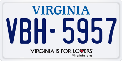 VA license plate VBH5957