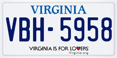 VA license plate VBH5958