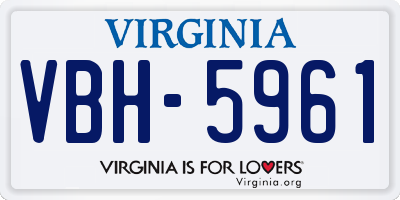 VA license plate VBH5961