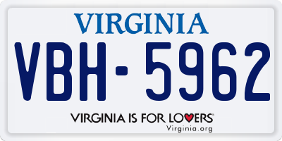 VA license plate VBH5962