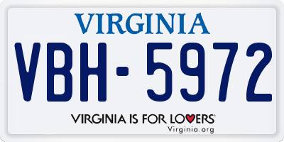 VA license plate VBH5972