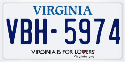 VA license plate VBH5974