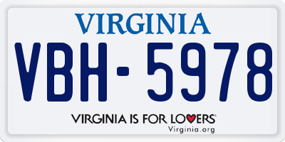 VA license plate VBH5978