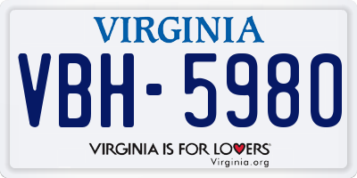 VA license plate VBH5980