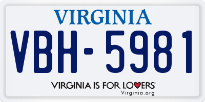 VA license plate VBH5981