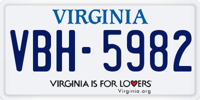 VA license plate VBH5982