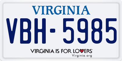 VA license plate VBH5985