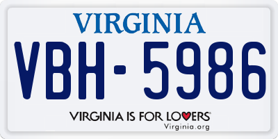VA license plate VBH5986