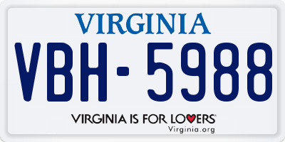 VA license plate VBH5988