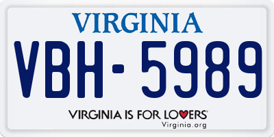 VA license plate VBH5989