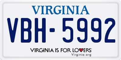 VA license plate VBH5992