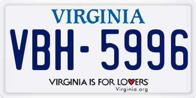 VA license plate VBH5996