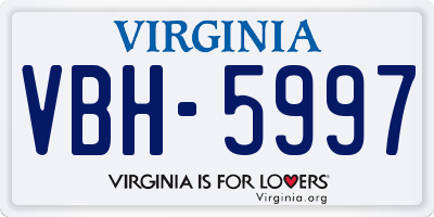 VA license plate VBH5997