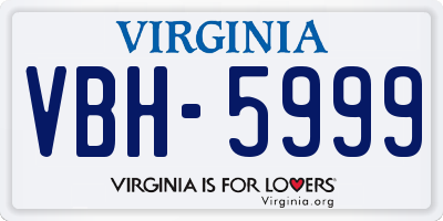 VA license plate VBH5999