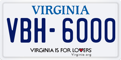 VA license plate VBH6000