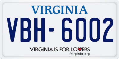 VA license plate VBH6002