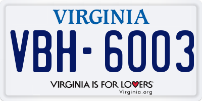 VA license plate VBH6003