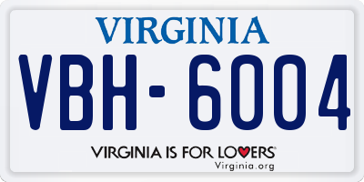VA license plate VBH6004
