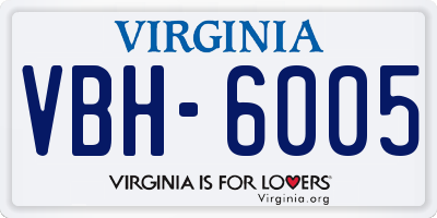 VA license plate VBH6005