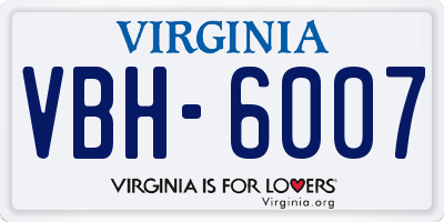 VA license plate VBH6007